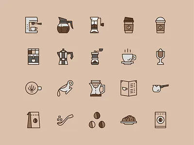 Coffee Shop Icon Set coffee coffee logo coffee shop flat design flat icon icon icon set iconfinder illustration outline retro symbol