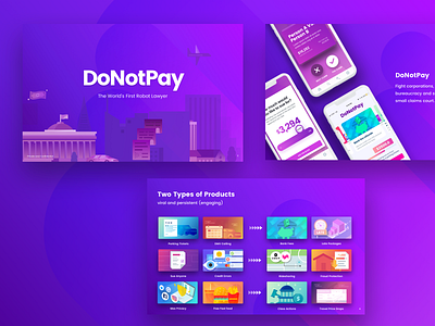 DoNotPay Deck Slides app deck design donotpay help inerface lawyer mobile robot slides ui website