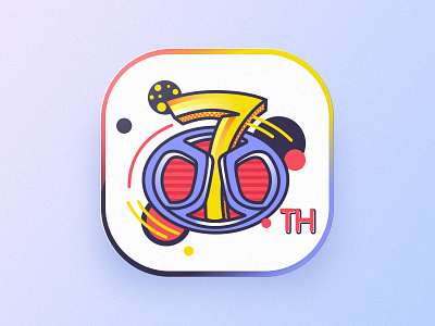 Icon 7 anniversary blue design gradual change icon illustration logo photoshop th ui