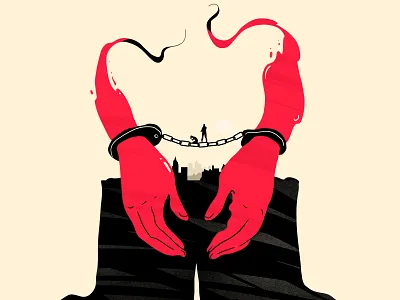 Justice crime handcuffed hands illustration justice