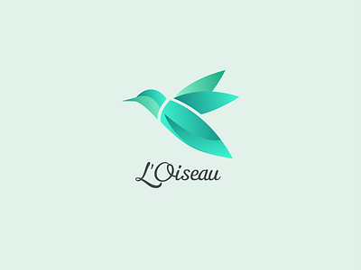 L'Oiseau Logo for Beauty Brand 2d beauty beauty logo blue bird brand branding clean design eco flat french gradient green icon illustration logo minimalistic typography vector