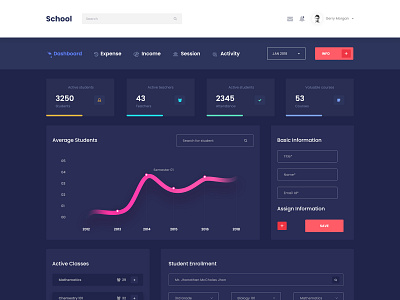 School Dashboard 2019 clean creative dashboard design gradient school storage typography ui ux