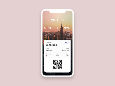 Daily UI Challenge #024 - Boarding Pass app boarding pass dailyui design gradient color iphonex ui ux