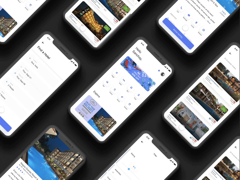 Hotel Booking App android app app animation app sreens digital design hotel booking illustration principle project real state rooms sketch ui ux design web