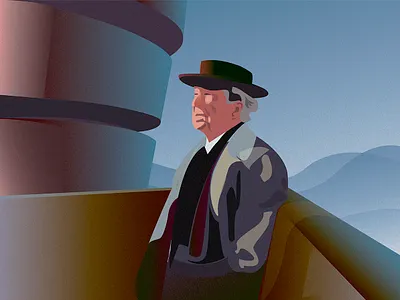 Frank Lloyd architect art building character characters clothes coat color design dribbble face gradient graphic hat human illustration men roof ui vector