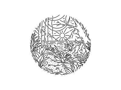 Monoline Landscape badge badge design badge logo black and white landscape landscape design landscape illustration logo logo design minimalist minimalist design minimalist logo monoline vintage vintage badge