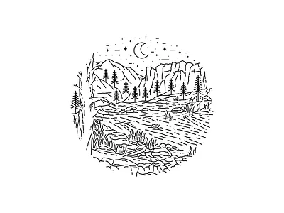 Monoline Landscape badge badge design badge logo black and white black and white logo landscape landscape design landscape illustration logo logo design minimalist monoline nature vintage