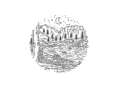 Monoline Landscape badge badge design badge logo black and white black and white logo landscape landscape design landscape illustration logo logo design minimalist monoline nature vintage