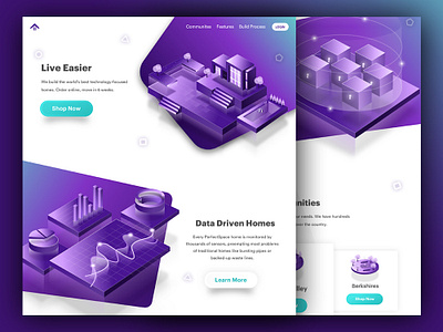 Smart Home Landing Page v01 3d illustration design gradient home page design illustration illustrator isometric landing page ui ux vector