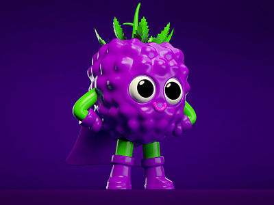 Super Blackberry 3d 3d art 3d artist blackberry branding character design cinema 4d colorful fruit illustration juice low poly minimal modeling simply super hero