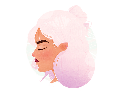 Bubblegum dreams bubblegum bun character drawing dream face girl hair illustration lips pastel photoshop pink portrait purple romantic sleep woman