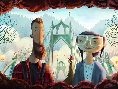 Travel Portland: St John' s Bridge bridge illustration illustration art painting portland production design travel portland