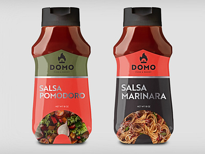 Domo Pizza & Bakery branding bottle branding design graphic design icon identity packaging pizza sauce typography vectors