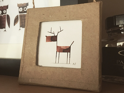 Calligraphy Reindeer animal art calligraphy frame ink reindeer xmas