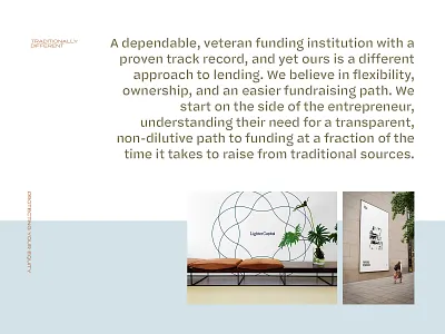 Traditionally Different brand strategy branding concepting copy copywriting direction focus lab funding identity visual identity wordsmith