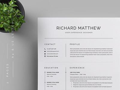 Resume/CV a4 branding business business letterhead clean corporate corporate identity cv template docx letterhead modern resume professional professional resume resume simple stationery us letter vector word word template