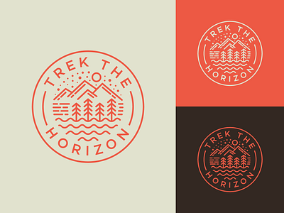 Nature Badge badge crest brand branding circle circular earth tone geometry geometric illustrative illustration lake water landscape view line monoline logo identity moon night mountain tree nature fresh outdoor adventure outline stroke scene scenery shirt apparel simple minimalist sun star travel trip