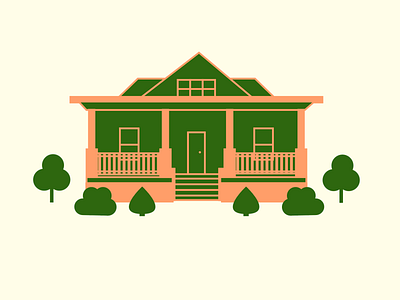 New House bush home house illustration plants porch roof shrub south