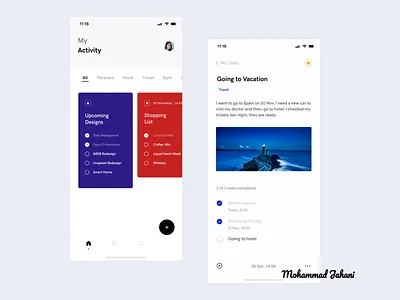 Task Management app calendar design idea minimal note reminder task ui ux
