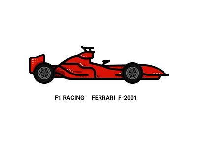 F1 Racing Ferrari F-2001 car design f1 ferrari f 2001 icon outline racing red ui