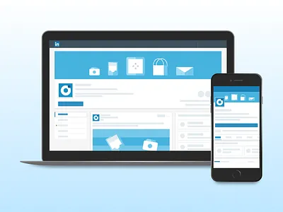 Pages Redesign Launch! brands company company card desktop illustration linkedin mobile mock pages phone profile profile card redesign web