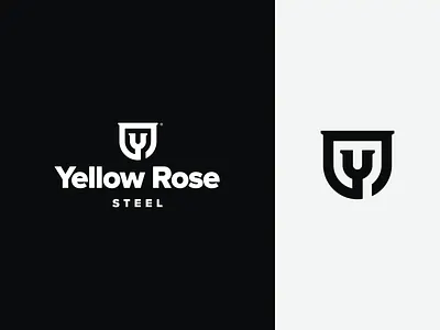 Yellow Rose Steel abstract badge construction fabrication flower letter y line logo logomark mark monoline steel yellow yellow rose