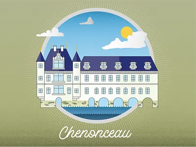 Chenonceau Castle architecture art castle chateau chenonceau creative suite design europe flat design france history illustration illustration design illustrations illustrator royalty vector art