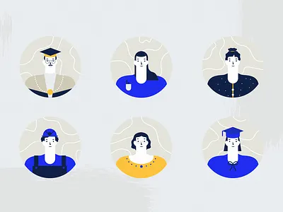 University Characters 2d 2d animation animation blue charachter design character creative design flat illustration lines texture university