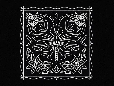 DragonFly black and white bugs dahlia design dragonfly flash floral flowers illustration illustrator insects lily line art nature neature pattern procreate rose symmetry tile