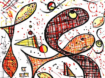 One Fish Two Fish Red Fish Plaid Fish Artist Linda Paul 1000 artist custom art design illustration