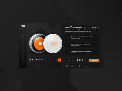 Nest Thermostat Shopping Card adobe xd card clean design item layout product product item shopping app shot typography ui ui ux design ux web