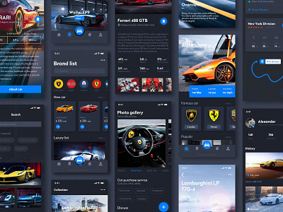 Automotive application ps ui ux 向量 品牌 应用 插图 汽车应用 消息列表 设计 评论页面