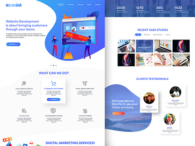 Azureink Landing Page awaaard best shot branding design design agency digital marketing interaction design karthik know more landing landing page minimal trendy ui uiux user interface design ux web webdesign website development