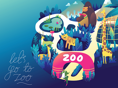 zoo graphic affinitydesigner design illustration landing page leaf nature vector wild life zoo