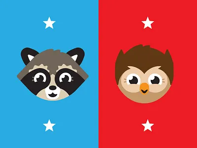 Elementary School Mascot Vote branding elementary illustration mascot owl raccoon vector