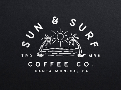 Sun & Surf badge beach branding california coffee lock up logo palm palm tree type waves