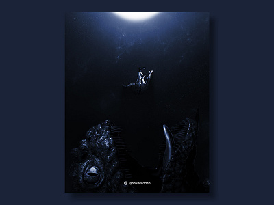 Ingested advertising art creative deep sea deep sea creatures design digital editing falling graphic illustration imaging man manipulation modern monster photoshop photoshop art poster space