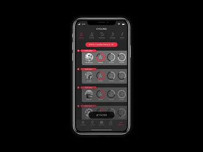 Leaderboard • Peloton App • Day 019 app branding creative dailyinspiration dailyui design digitaldesign flat inspiration interface minimal mobile mobiledesign prototype ui userexperience ux uxui vector web