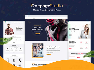 Onepage Studio - Multipurpose Landing Page construction website consulting website corporate website html builder landing page music website one page site photography website responsive design uiux