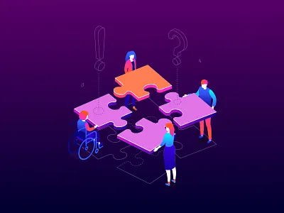 Teambuilding - isometric illustration flat design graphics illustration isometric design isometric illustration puzzle style teambuilding