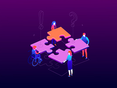 Teambuilding - isometric illustration flat design graphics illustration isometric design isometric illustration puzzle style teambuilding