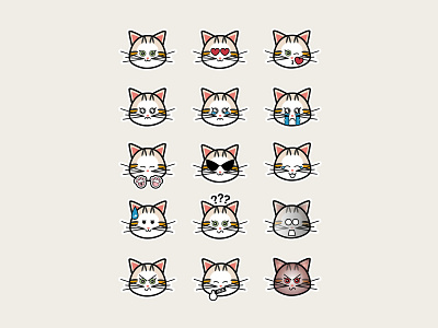 Cat emoticons -2 animals art decor cat cat drawing cat illustration cat kitten cats colours design drawing emoticons icon illustration logo smile stickers vector whatsapp whatsapp emoticons whatsapp stickers