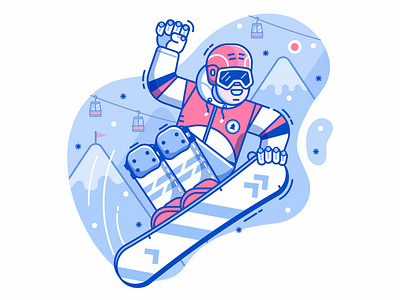 Snowboarder Man Jumping High concept flat design free ride holidays jump jumper jumping line art mountain ride rider ski resort snowboard snowboarder winter winter sports