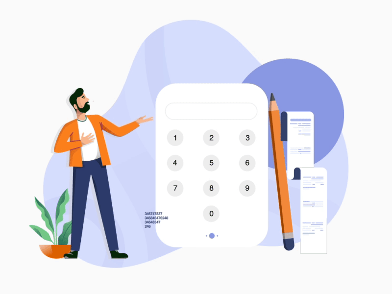 Calculator Animation after effects animation after effects app design banking bills calculation calculator design finance illustration interaction design invoice maths plant procreator