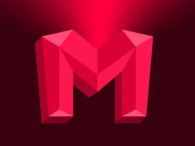 Red M letter logo 3d burgundy letter logo logo 3d m red