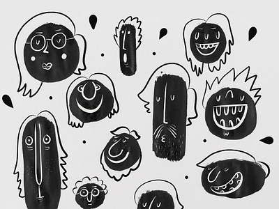 Faces cartoon design faces flat illustration