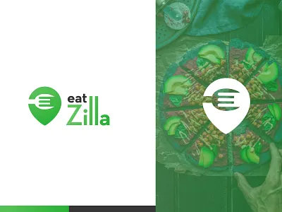 EatZilla - online food Delivery app logo app logo brand brand agency branding corporate branding eat logo flat icon illustration pin point logo