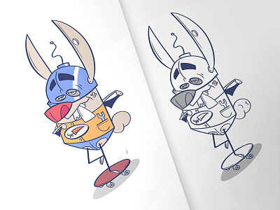 Super-Rabbit cartoon character characterdesign coloring drawing fun hero illustration process rabbit sketch spovv super hero super heroes super rabbit