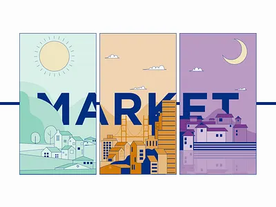 Market landscape bridge building city cloud day design house landsape market moon night skyline sun