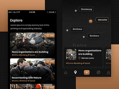 Explore app branding design flat gradients interaction material design typography ui ux website